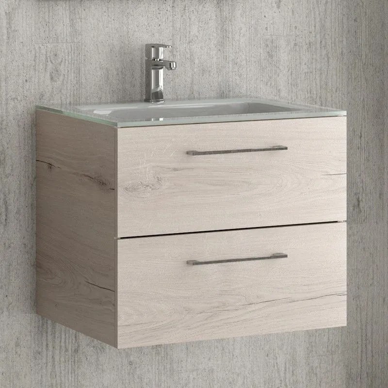 Kamalu - composizione lavabo bagno con mobile 60 cm, colonna e specchio el-60b