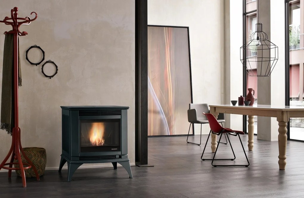 Stufa A Pellet Ecofire Ad Aria 9kw Programmabile in Ghisa Nero Palazzetti Cesare II 805708302