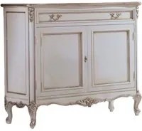 Credenza 2 porte classica legno shabby bianco argento 130x62x107