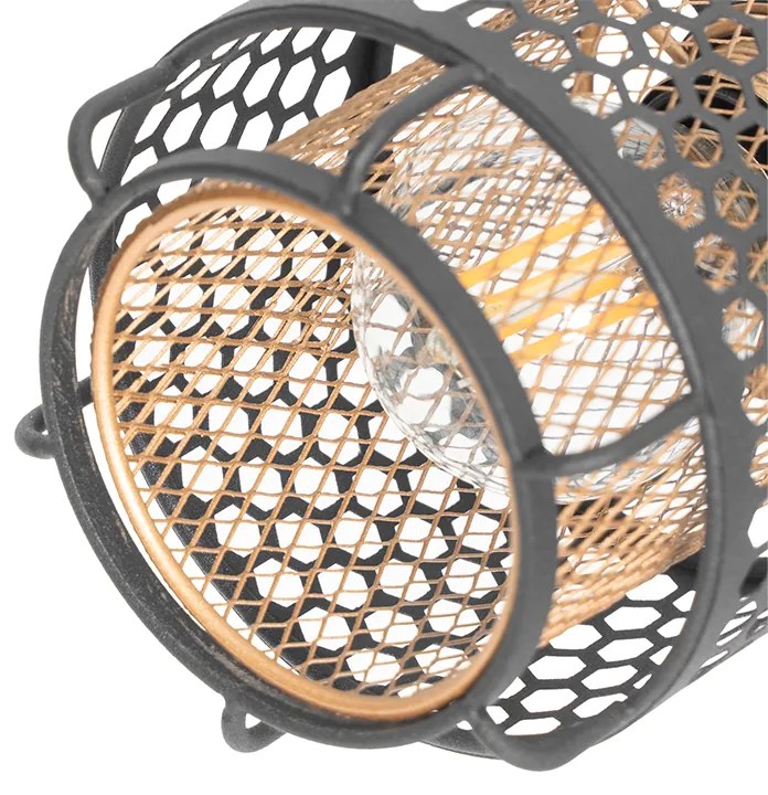 Plafoniera di design nera con oro 3 luci rotonda - Noud