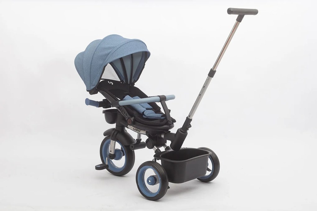 Passeggino Triciclo per Bambini 1-3 Anni Trico Luxury Gold 7 Modalità di Guida Blu...
