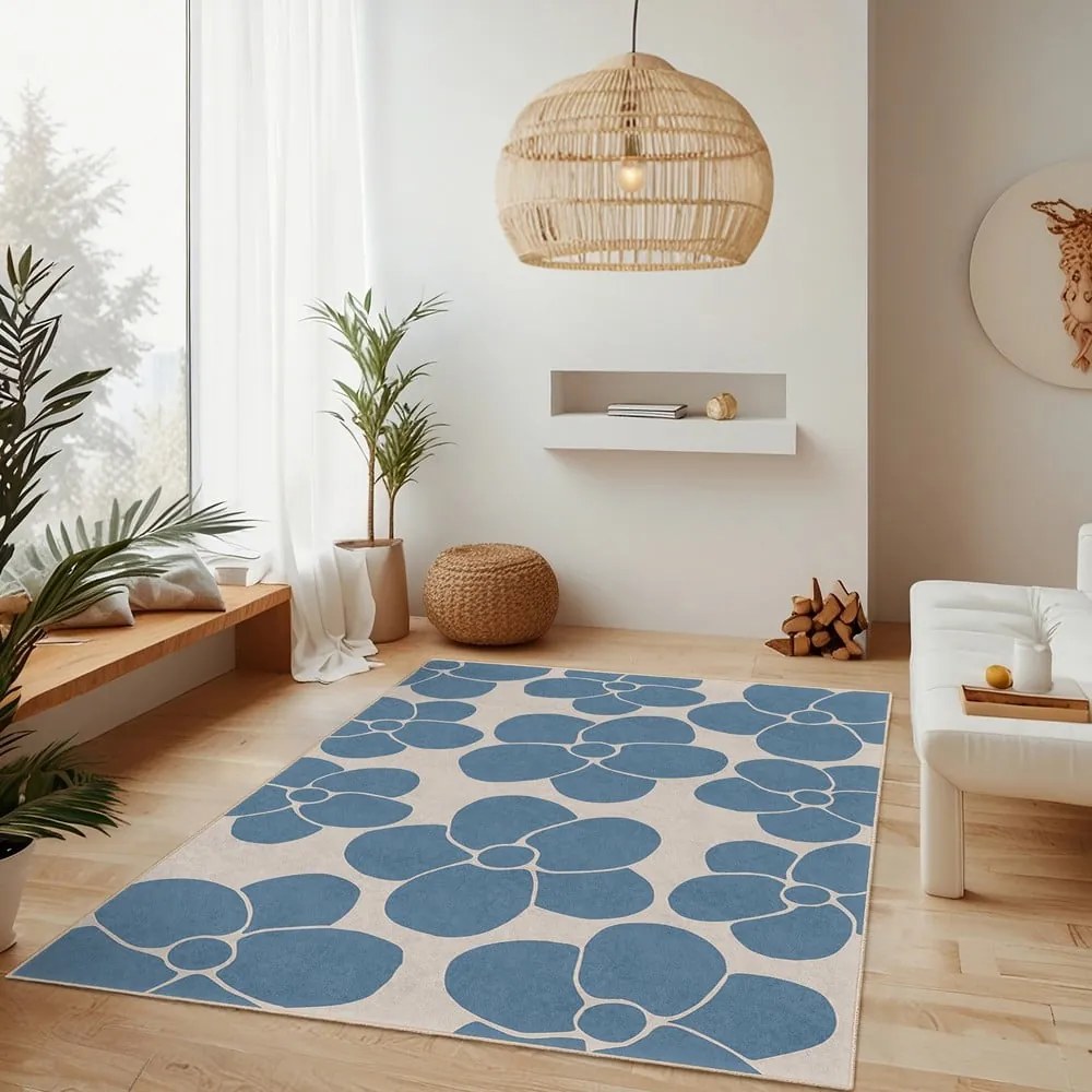 Tappeto blu lavabile 80x150 cm Blue Meadow – Mila Home