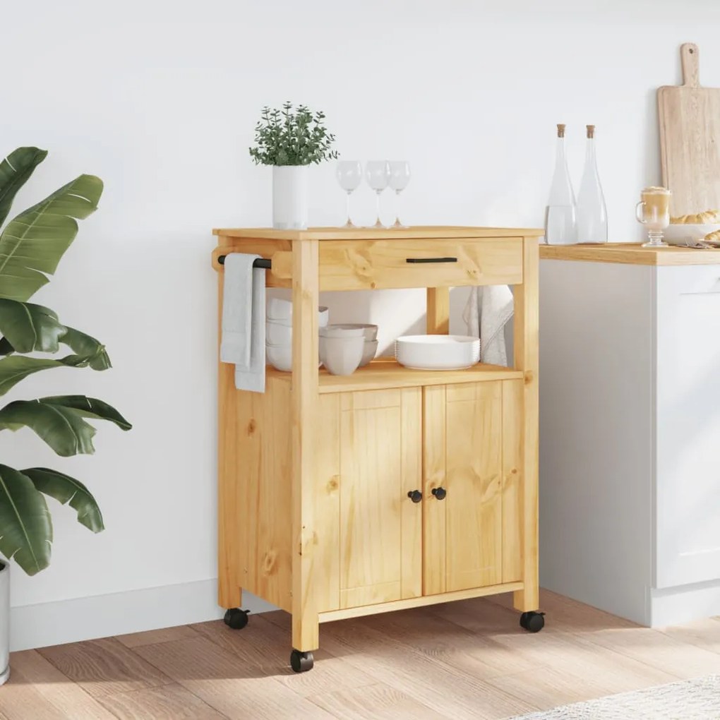 Carrello da cucina monza 60x40x90 cm in legno massello di pino