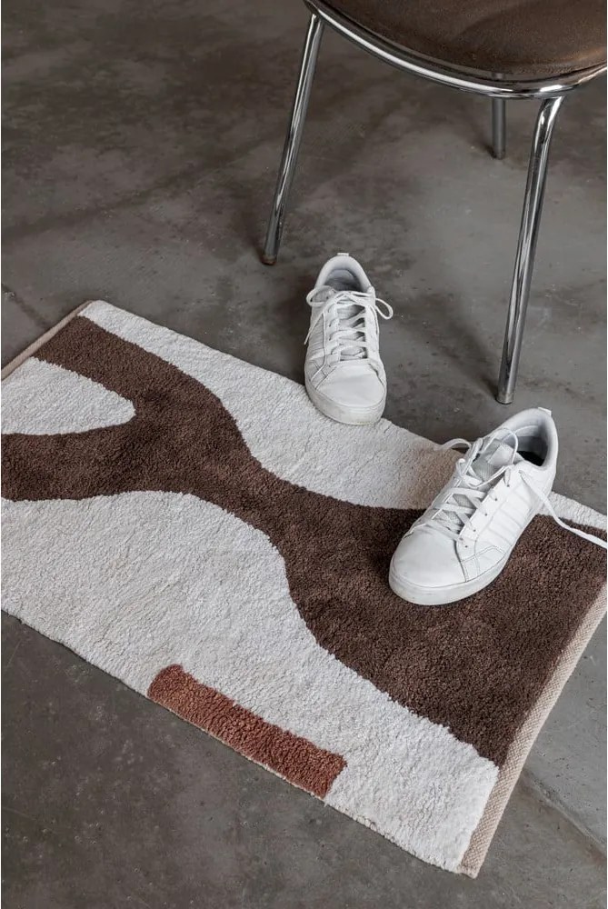 Tappeto in cotone lavabile bianco e marrone 50x80 cm Figura - Mette Ditmer Denmark