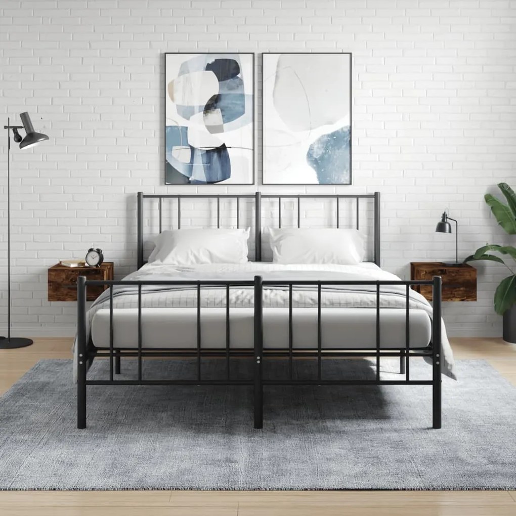 Comodini A Muro 2 Pz Rovere Fumo 35x35x20 Cm /