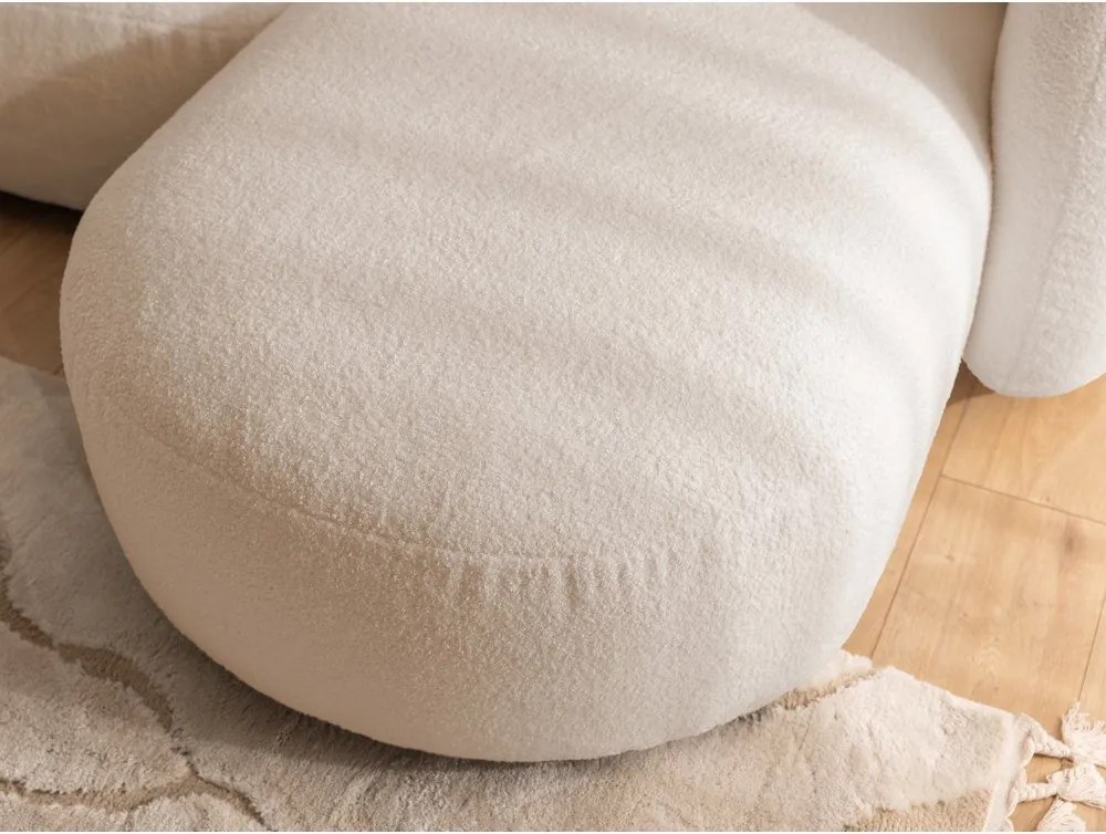 Divano angolare marrone chiaro (con penisola a destra/con chaise lounge) con rivestimento in bouclé Orbit – Ropez