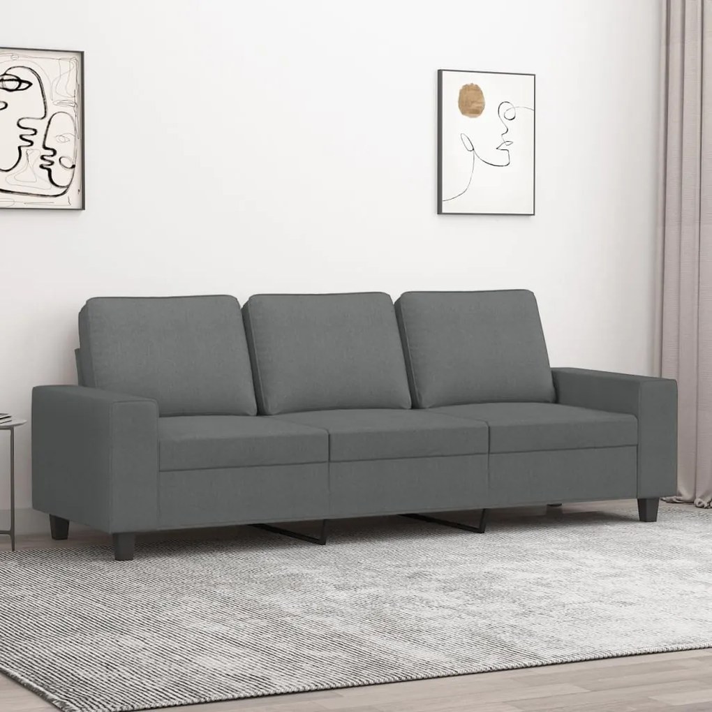 Divano A 3 Posti Grigio Chiaro 180 Cm İn Tessuto /