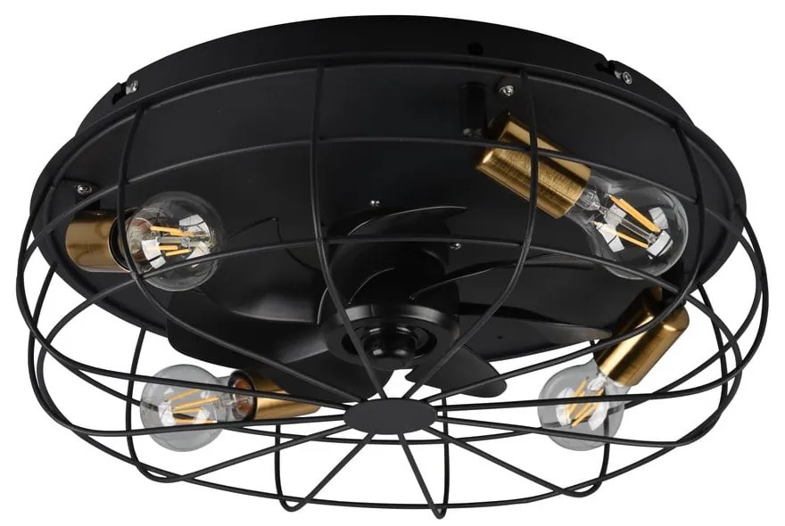 Plafoniera nera opaca con telecomando e ventilatore Trondheim – Trio