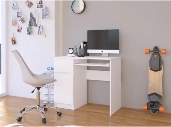 Scrivania 90x50 Con Anta E Cassetto Laterali A Sinistra Artika Bianca