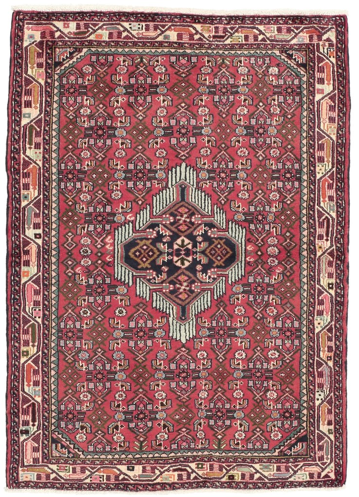 Hamedan Tappeto persiano 100 x 140 Rosso (Iran) Annodato A Mano