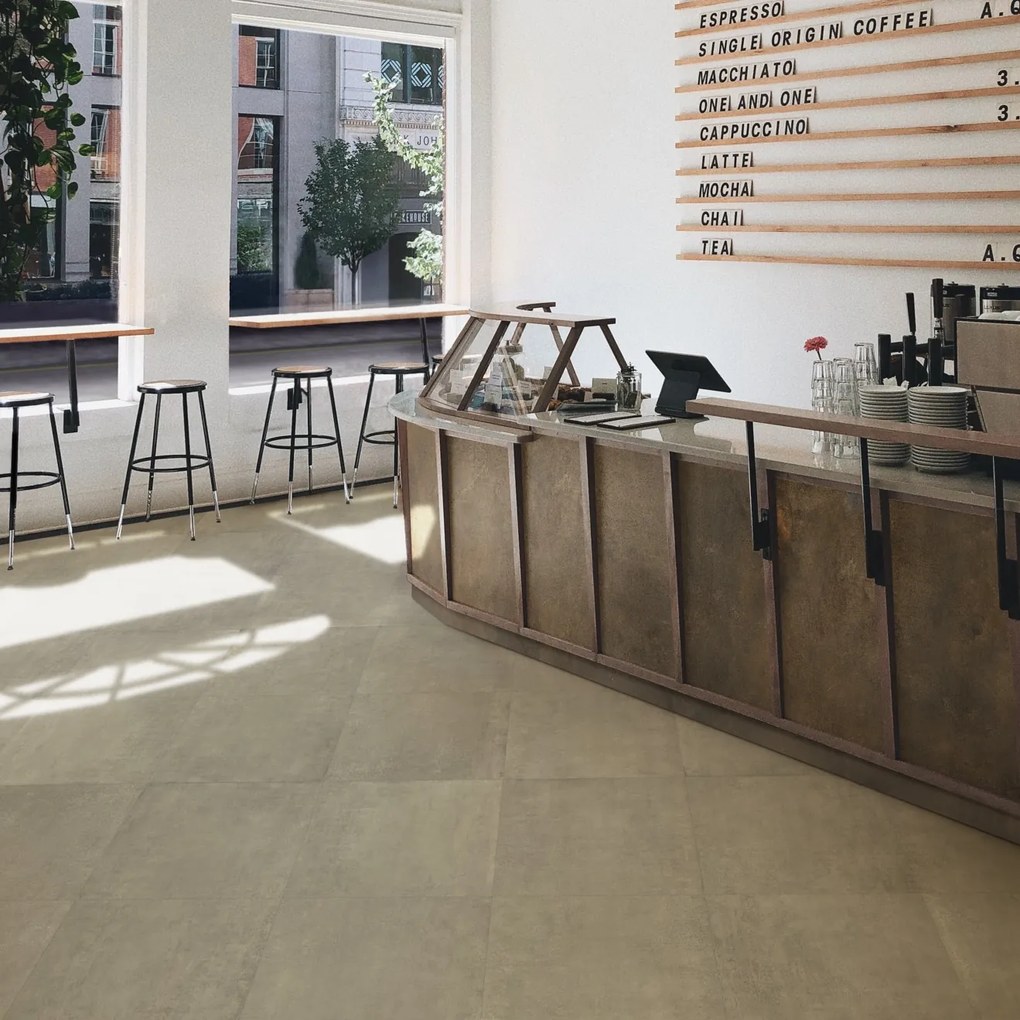 Gres Porcellanato Effetto Cemento Contemporaneo Tortora 120X120 - Eman551