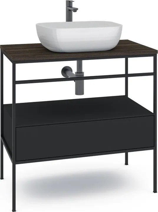 Mobile bagno da terra con lavabo L 80 x H 92 x P 45.5 cm nero per vasca centrale Outline
