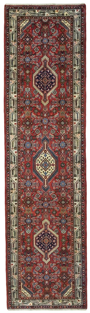 Hosseinabad Tappeto 90 x 320 Rosso (Iran) Annodato A Mano