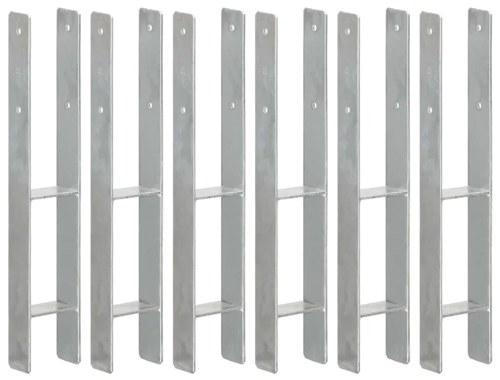 Picchetti Per Recinzione 6 Pz Argento 9x6x60 Cm Acciaio Zincato /