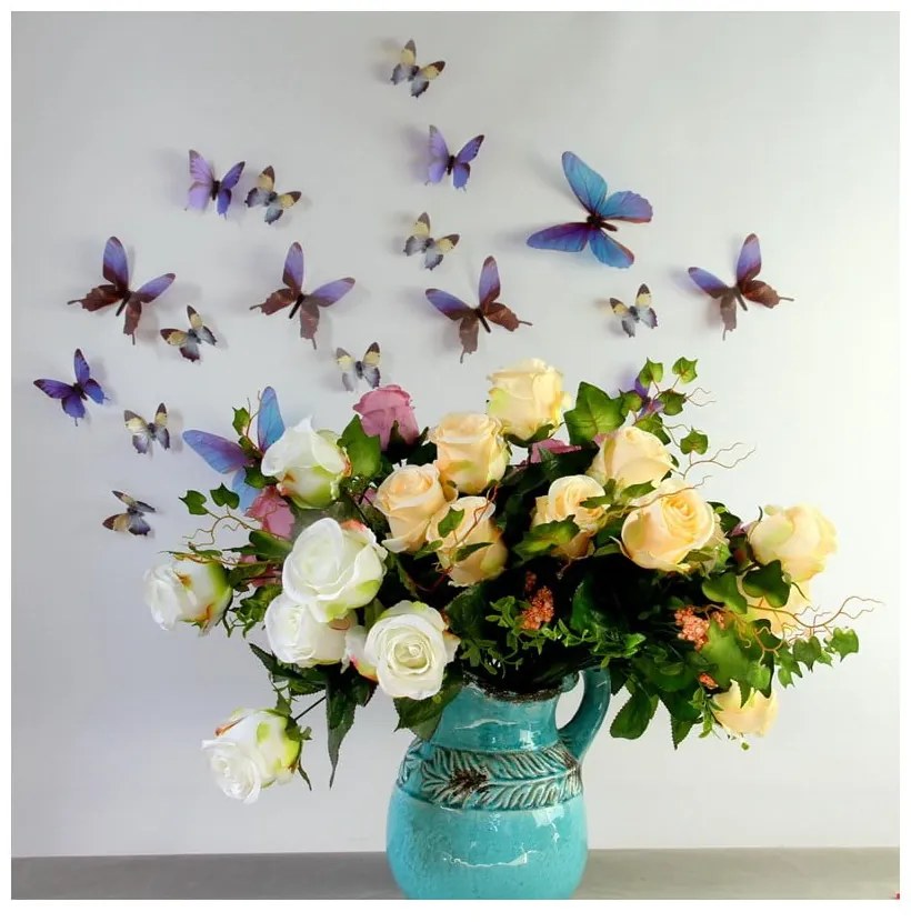 Set di 18 adesivi 3D blu Farfalle - Ambiance