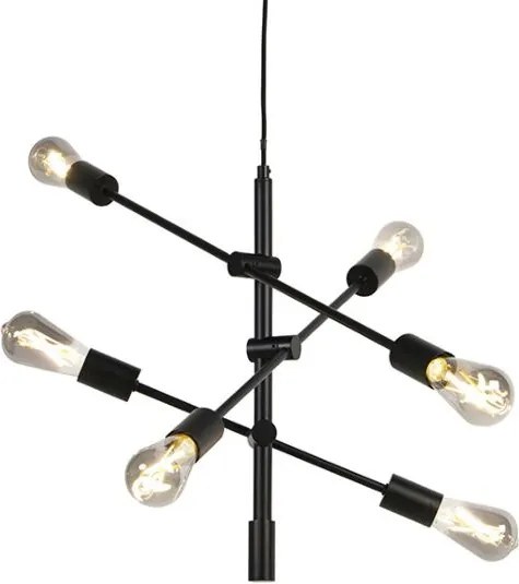 Lampada a sospensione industriale smart nera con 6 WiFi ST64 - Sydney