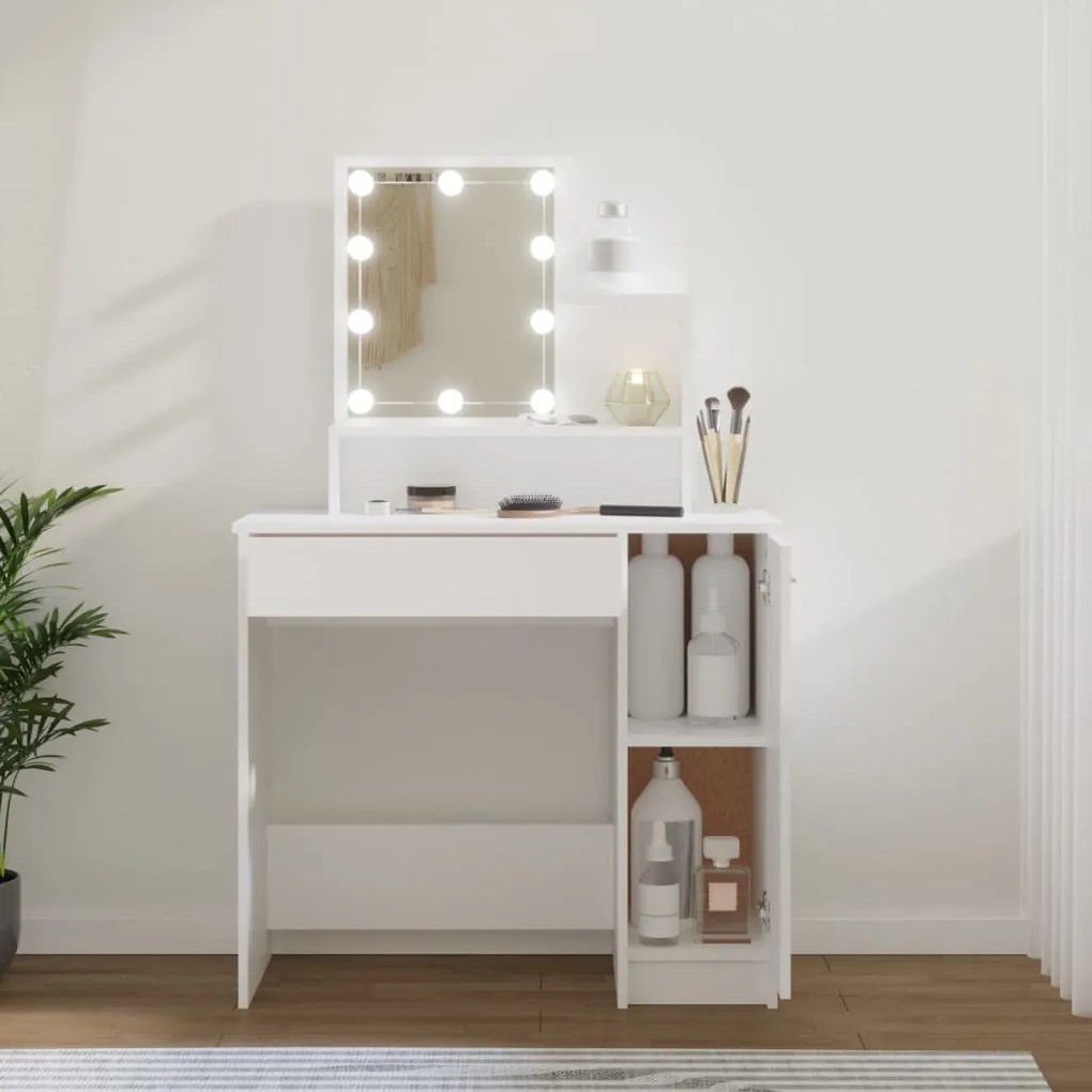 Toeletta con led bianca 86,5x35x136 cm