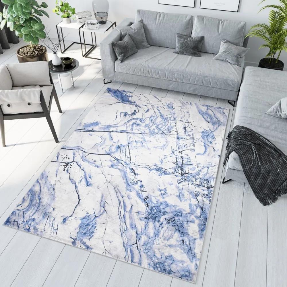 Semplice tappeto bianco e blu con motivo astratto Larghezza: 80 cm | Lunghezza: 150 cm