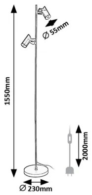 Rabalux 73046 - Lampada con piedistallo MAXIMILIAN 2xGU10/10W/230V