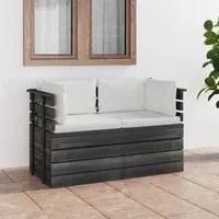 Divano da Giardino 2 Posti su Pallet con Cuscini Massello Pino 3061733