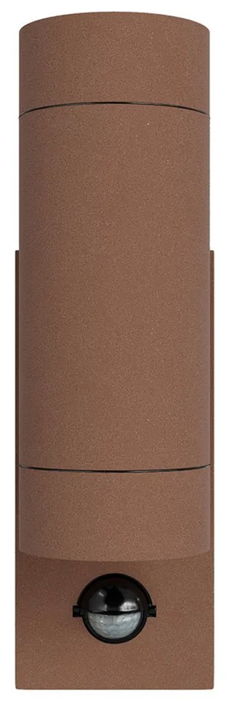 Applique Bidirezionale IP65 2xGU10 con sensore Movimento - Corten