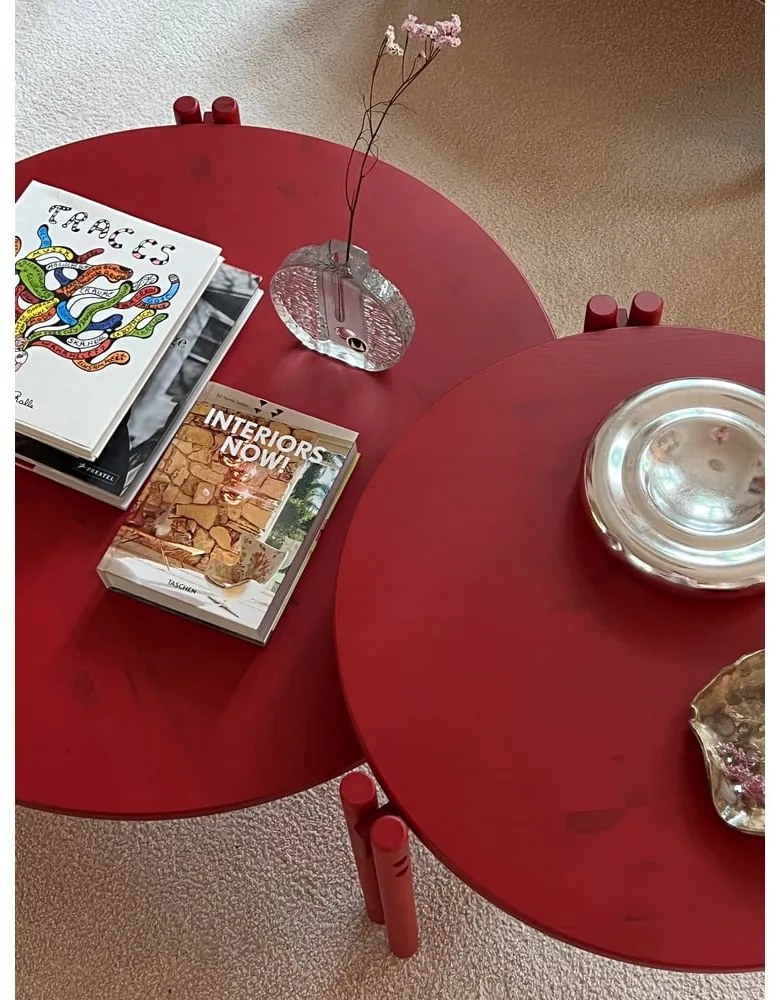 Tavolino rotondo nero in legno di pino ø 80 cm Sticks - Karup Design