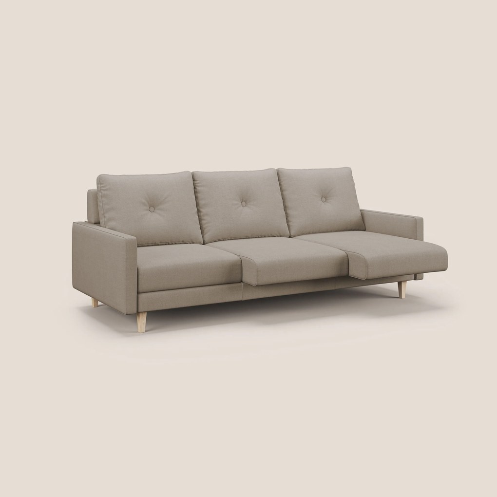 Matisse divano a 3 sedute allungabili e schienali in piuma d'oca in tessuto smacchiabile T17 beige