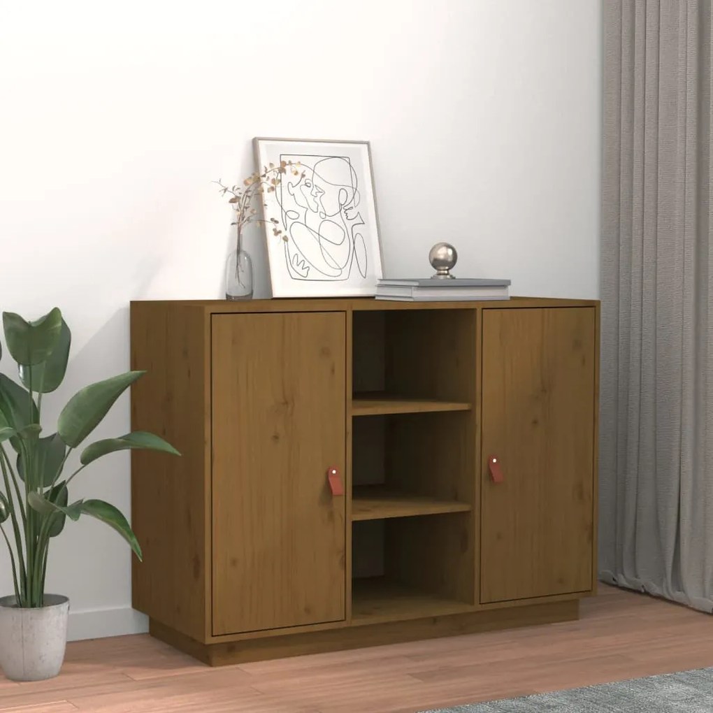 Credenza Ambra 100x40x75 Cm İn Legno Massello Di Pino /