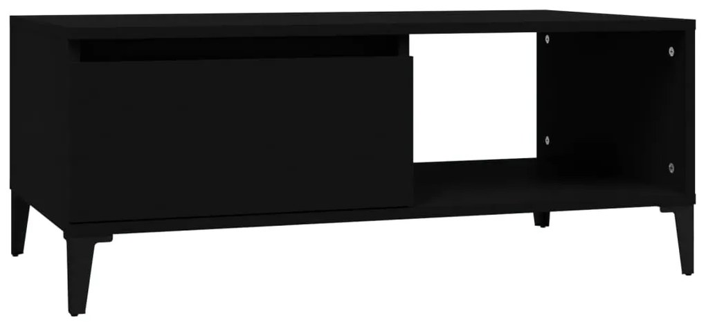 Tavolino da salotto nero 90x50x36,5 cm in legno multistrato