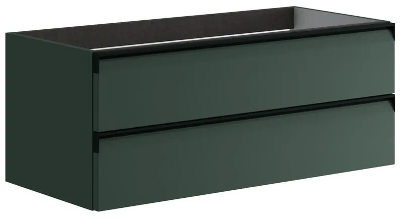 Mobile da bagno sospeso sotto lavabo L 99.5 x H 40 x P 45.5 cm verde laccato opaco, 2 cassetti VISOBATH Fusion