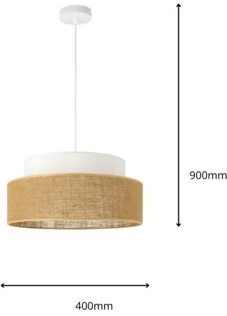 Lampadario a sospensione con filo BOHO 1xE27/60W/230V diametro 40 cm bianco/beige