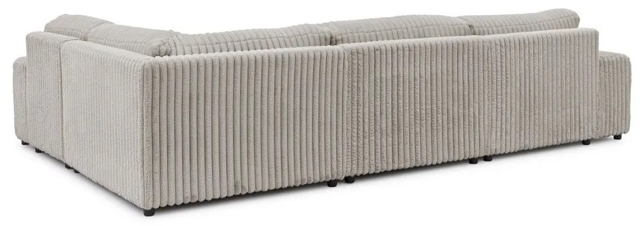 Divano angolare grigio chiaro (con penisola a destra/a U) rivestito in velluto a coste Justin – Ropez