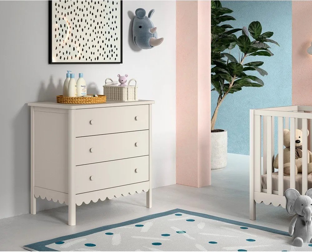 Cassettiera per bambini beige con fasciatoio 89x90x55 cm Swingo – Vipack