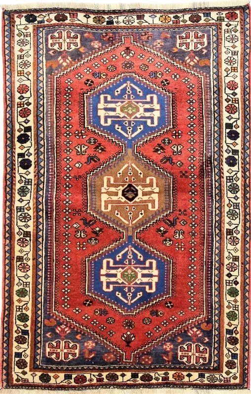 Gashghai Tappeto 110 x 160 Rosso (Iran) Annodato A Mano