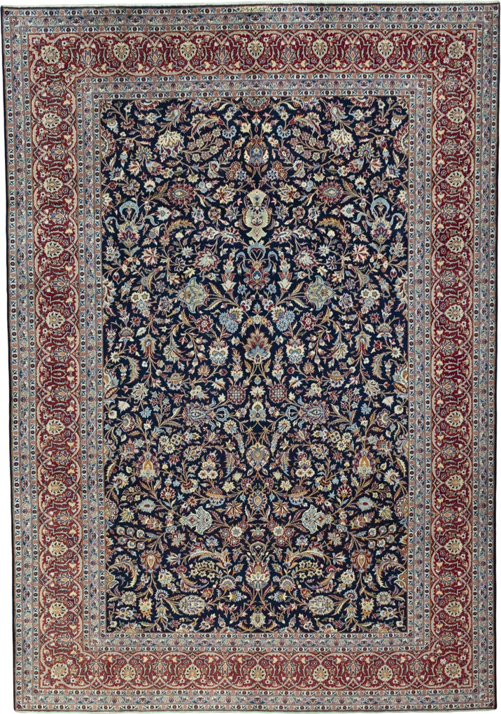 Kashan Tappeto 270 x 390 Blu (Iran) Annodato A Mano