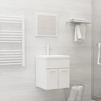 Set Mobili da Bagno Bianco Lucido in Legno Multistrato 3071312