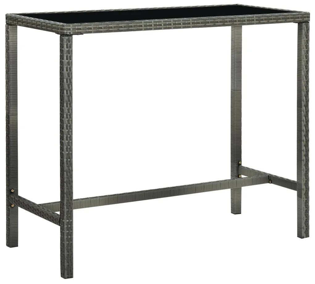 Tavolo Da Bar Per Esterni Grigio 130x60x110cm Polyrattan Vetro /