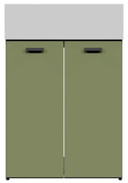 Mobile da bagno sotto lavabo Nobu verde opaco L 59 x H 71 x P 49 cm 2 ante, lavabo non incluso