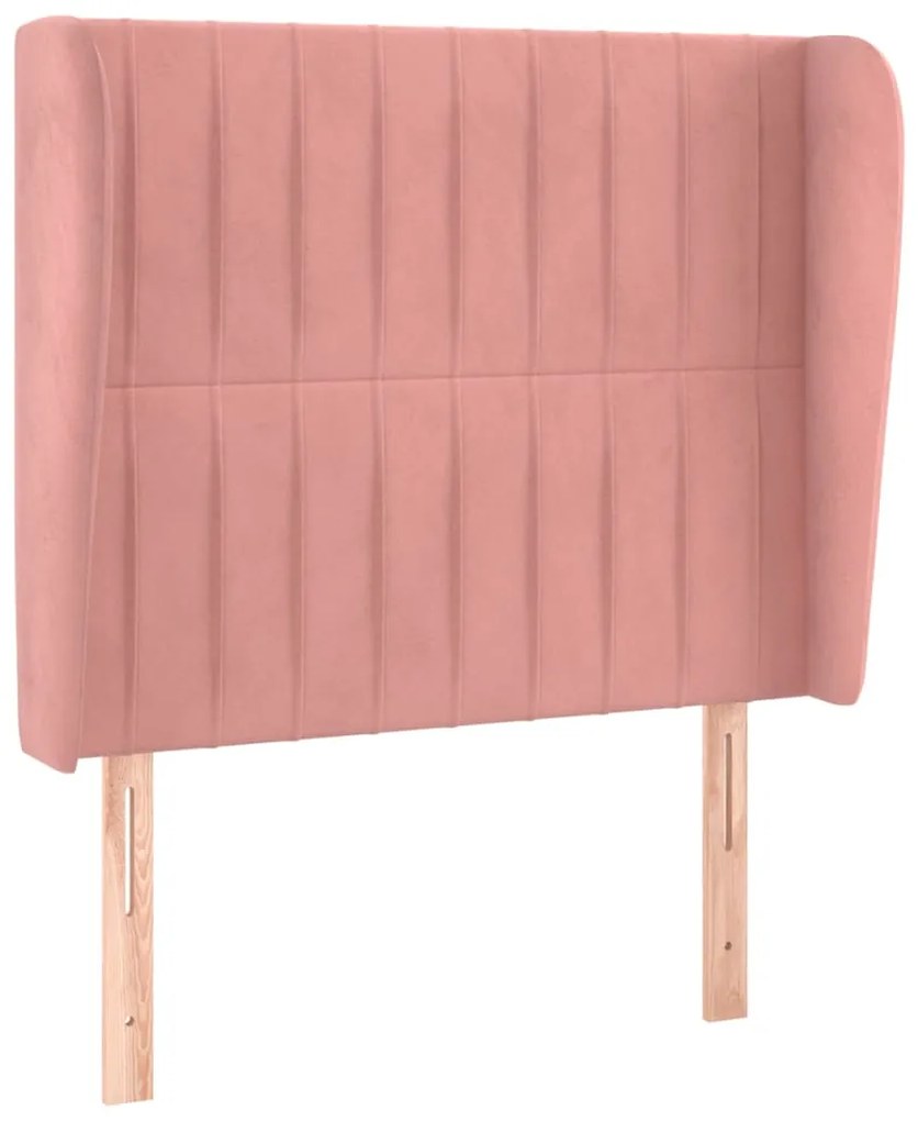 Testiera ad orecchio rosa 93x23x118/128 cm in velluto