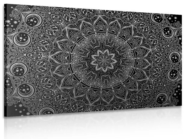 Stampa su tela – Mandala orientale in bianco e nero