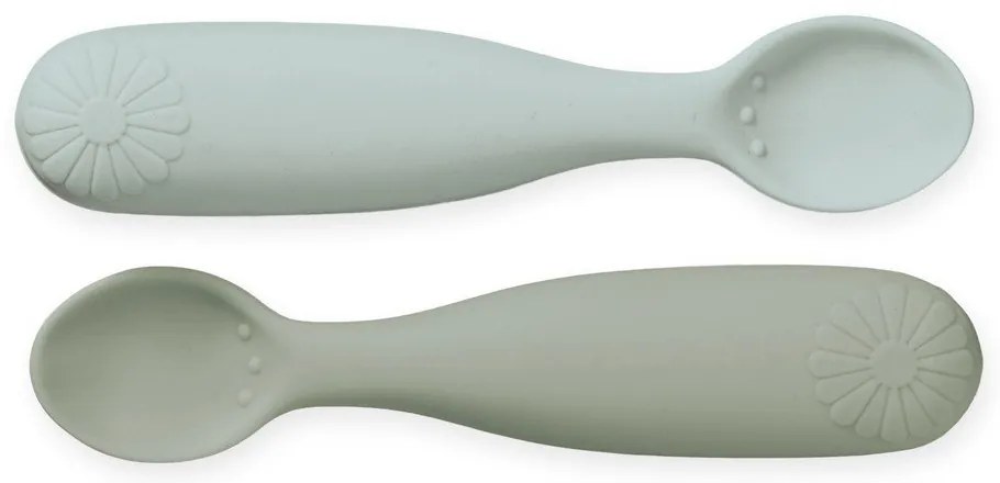 Set di cucchiai da bambini color kaki/azzurro in silicone 2 pz Olive Mix – Cam Cam Copenhagen