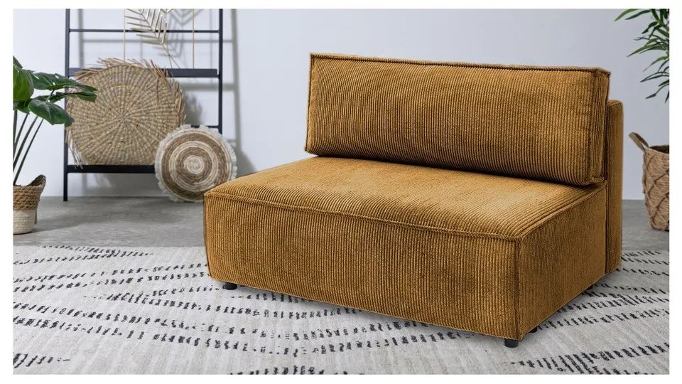 Modulo divano in velluto a coste color senape, parte centrale Nihad modular - Bobochic Paris