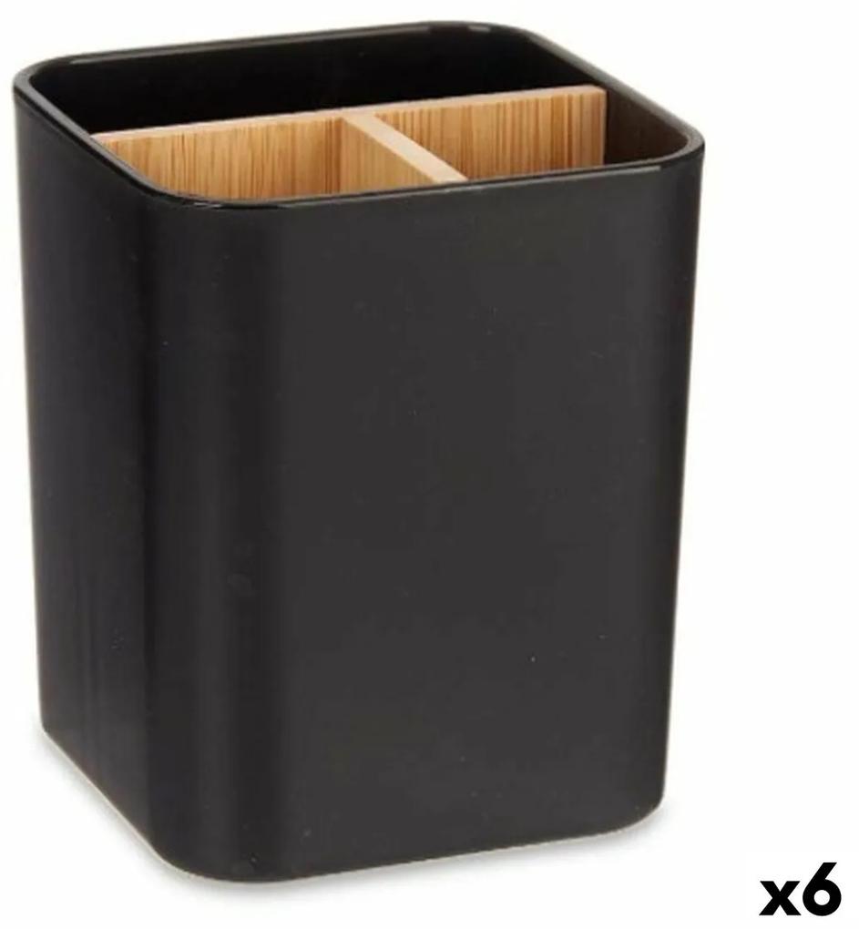 Portaspazzolini da Denti Nero Bambù polipropilene 9 x 11 x 9 cm (6 Unità)