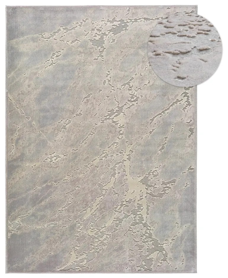 Tappeto in viscosa grigio e beige , 140 x 200 cm Margot Marble - Universal
