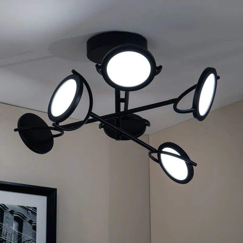 Plafoniera LED Diuna Ø 53 cm nero IP20 cct da bianco caldo a bianco freddo con regolazione di temperatura, 4224 lumen INSPIRE