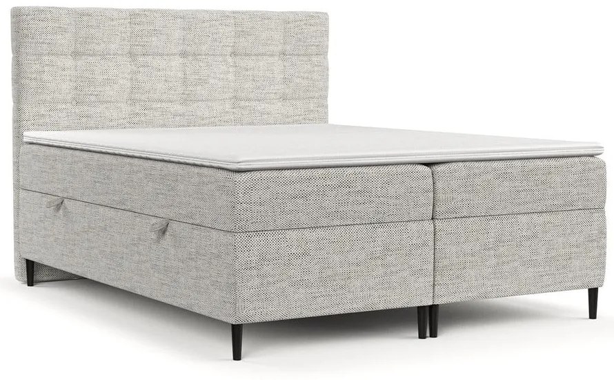 Letto boxspring grigio chiaro con contenitore 200x200 cm Urbaneo - Maison de Rêve