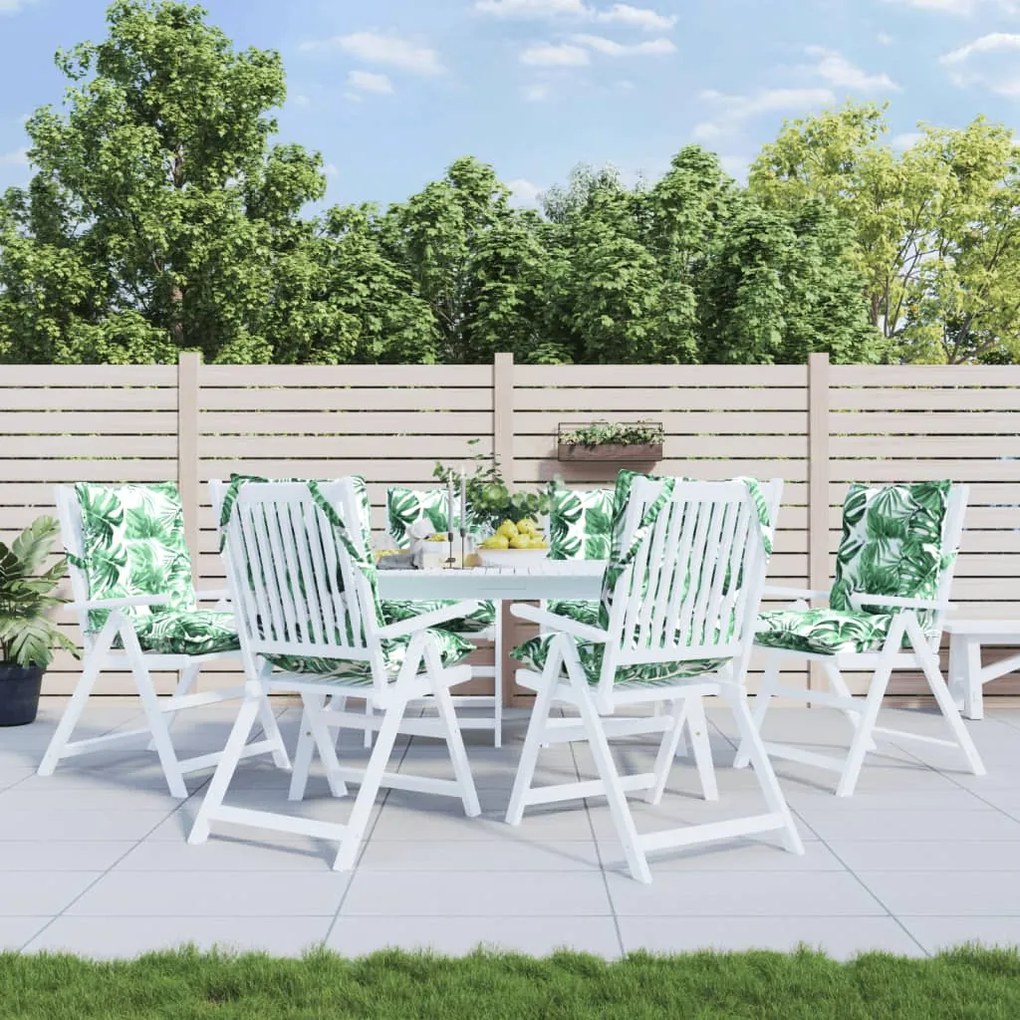 Cuscini Sedia Schienale Basso 6 Pz Motivo Foglie Tessuto Oxford /