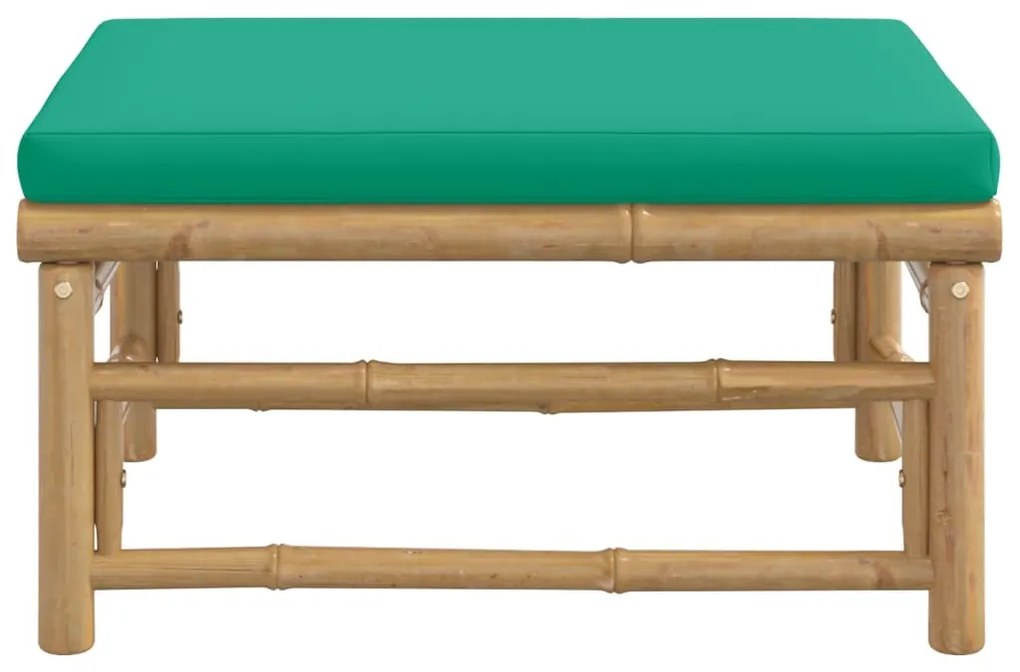 Poggiapiedi da giardino con cuscino verde in bambù