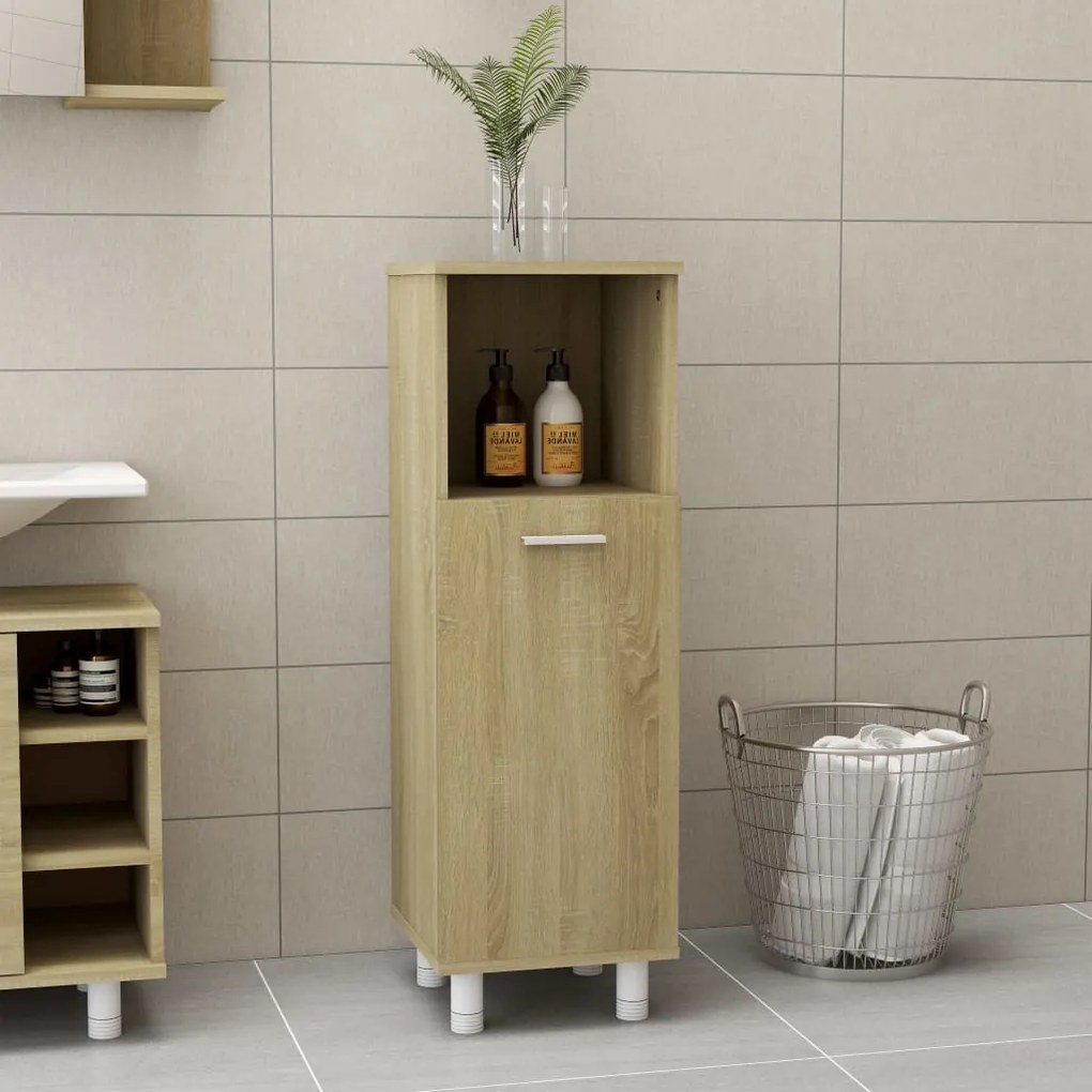 Mobile Da Bagno Rovere Sonoma 30x30x95 Cm İn Legno Multistrato /