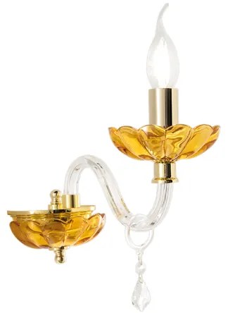 Applique da parete PATRICIA 12x25 cm in vetro e cristallo Ambra 1 Luce